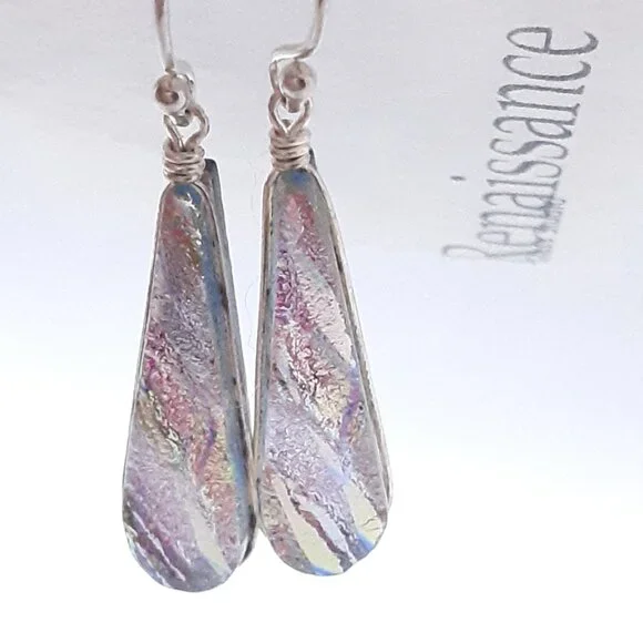 CLOSET SALE!!    New Multicolored Dichroic Glass Earrings - Picture 6 of 16